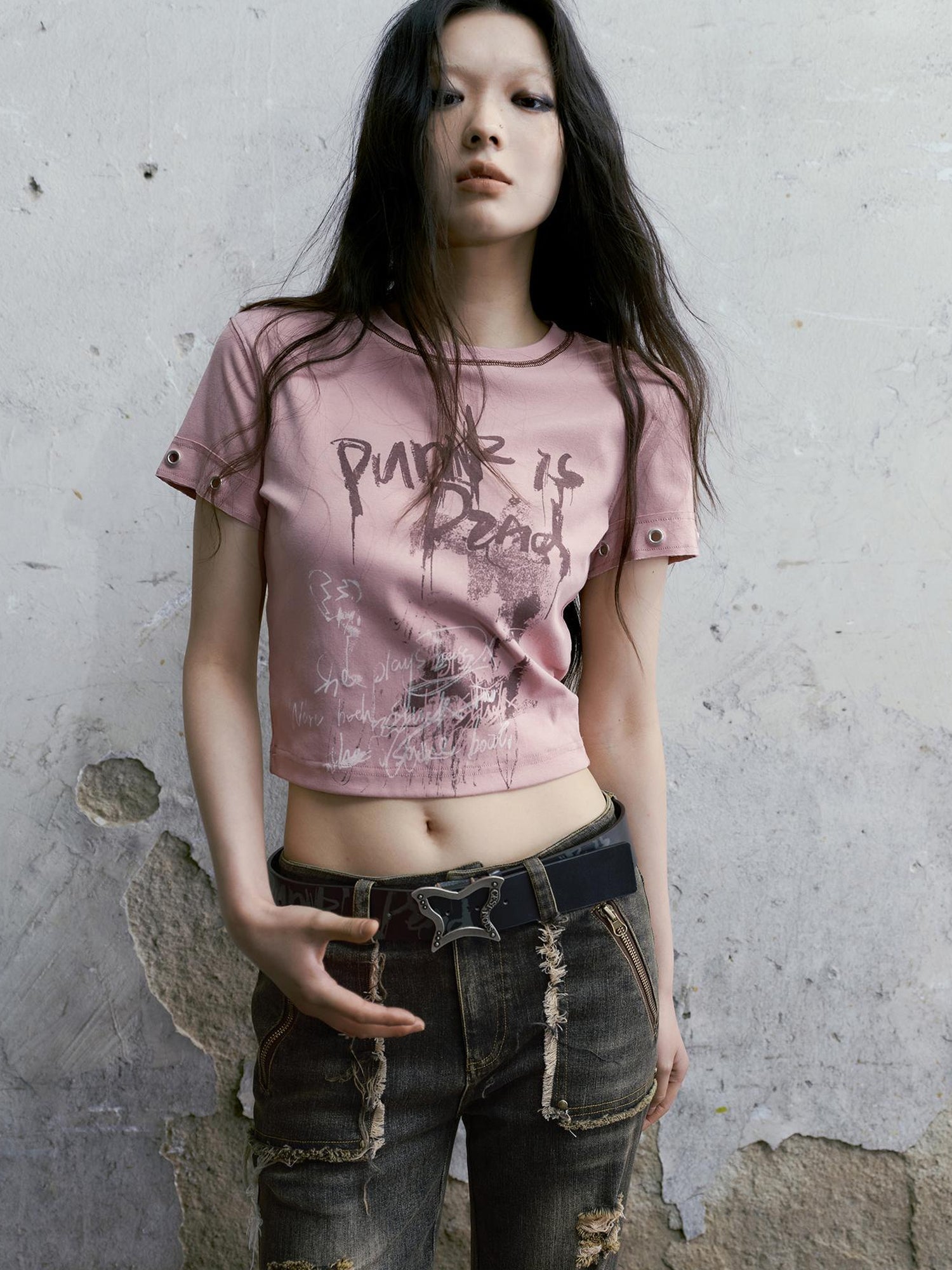 Cest Nous Punk Is Dead Vintage Butterfly Buckle Belt