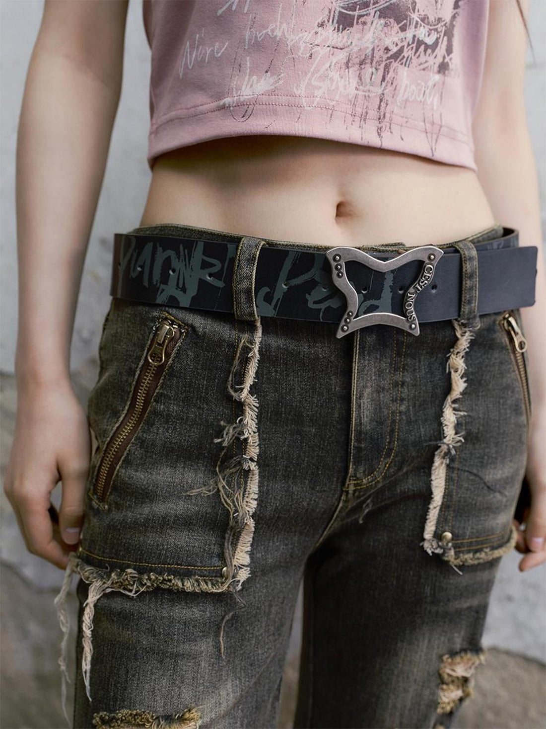 Cest Nous Punk Is Dead Vintage Butterfly Buckle Belt