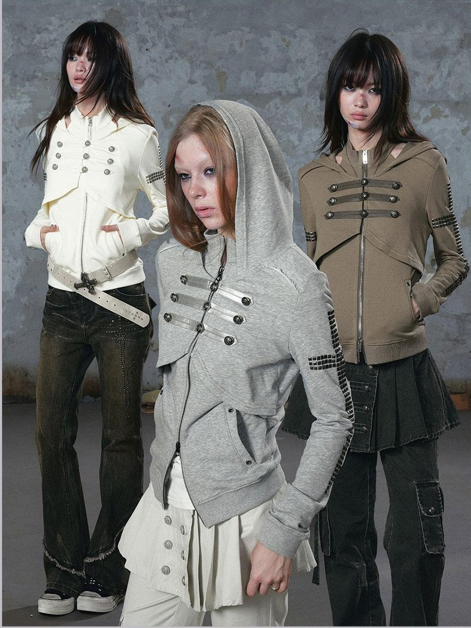 Cest Nous Punk Metal Button Napoleon Women&