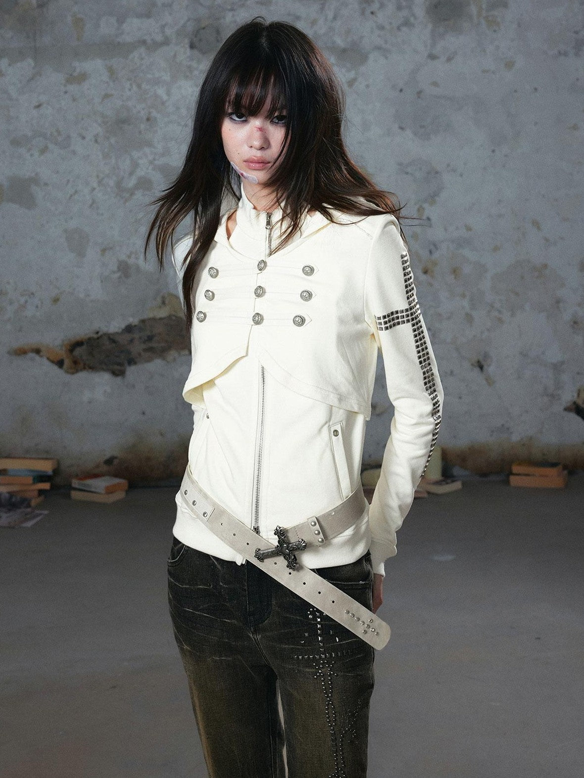 Cest Nous Punk Metal Button Napoleon Women&