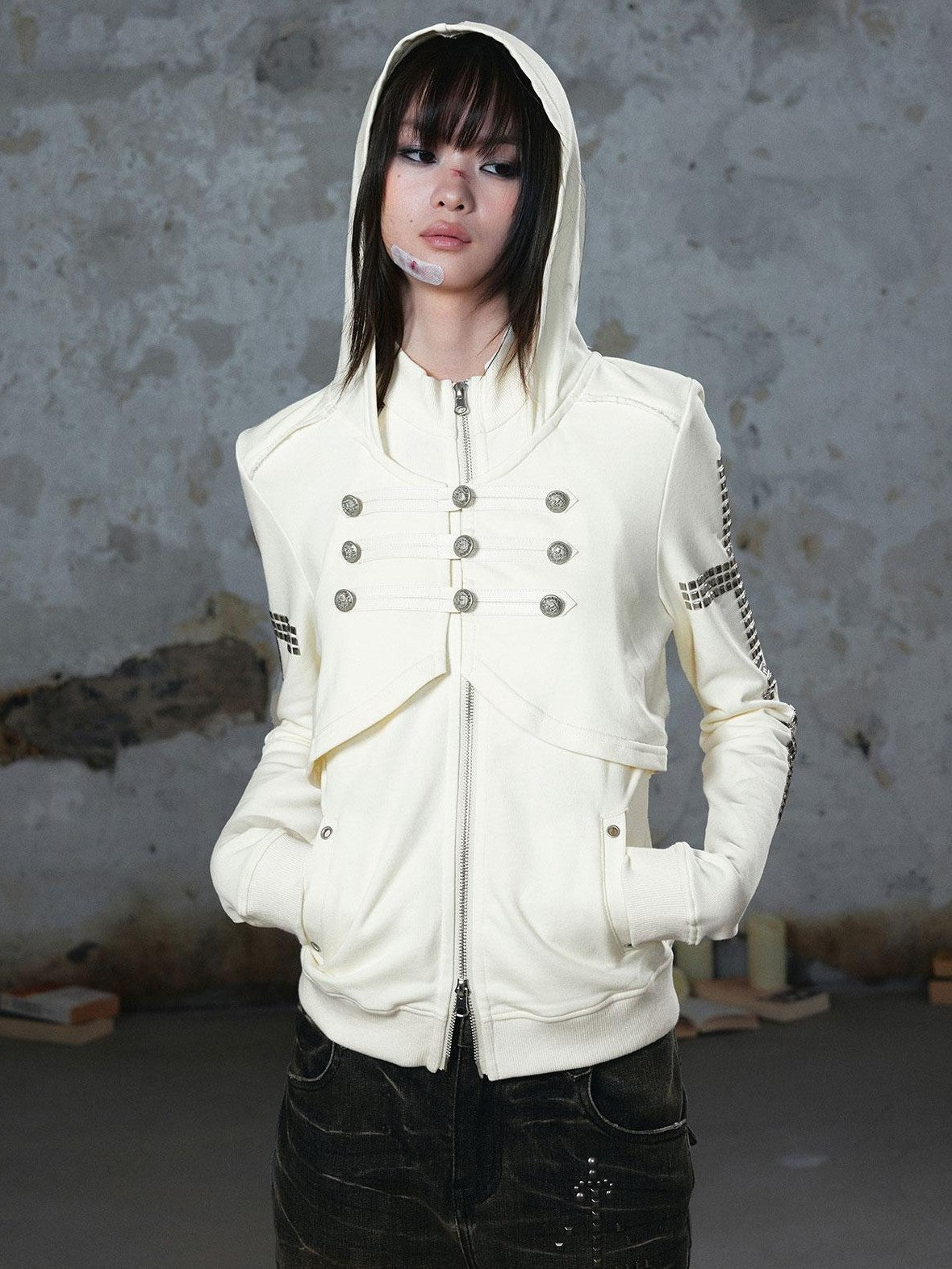 Cest Nous Punk Metal Button Napoleon Women&