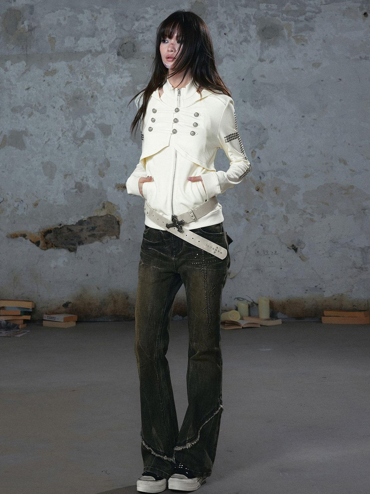 Cest Nous Punk Metal Button Napoleon Women&