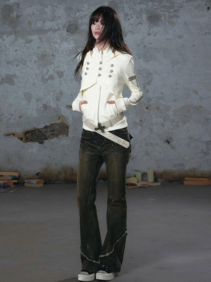 Cest Nous Punk Metal Button Napoleon Women&