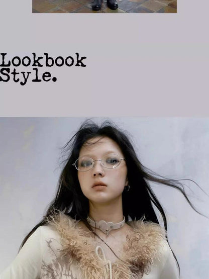 Punk Poetry Abstract Print Fur Trimmed Cardigan Set