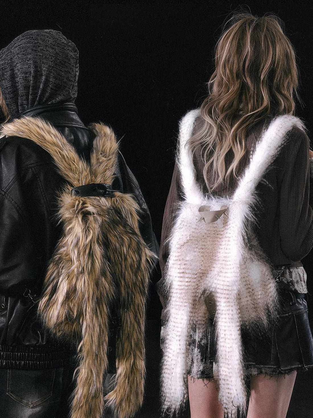 Update Cest Nous Punk Rabbit Ear Faux Fur Backpack