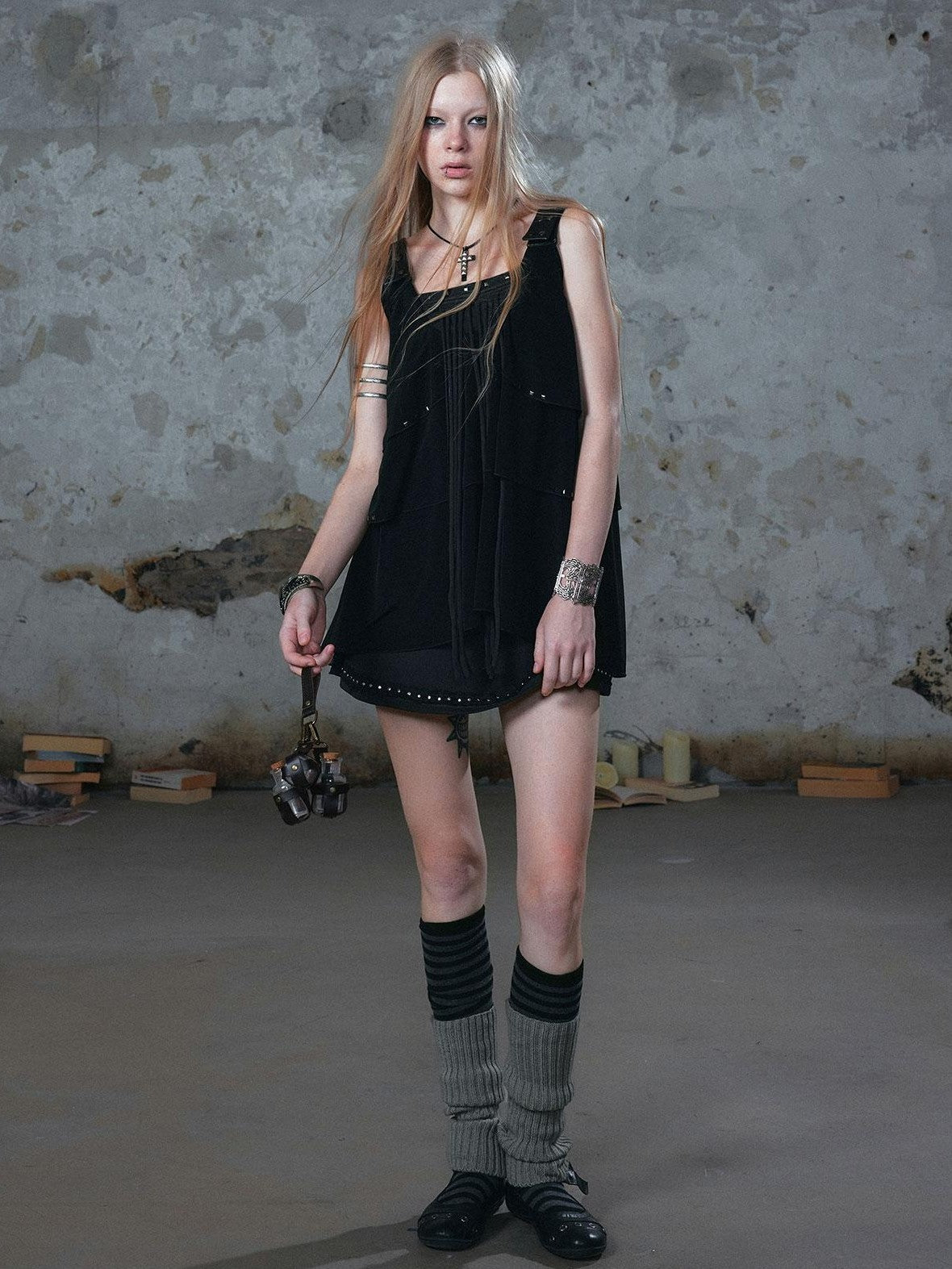 Cest Nous Punk Romantic Ruffle Stud Tassel Patchwork Women&