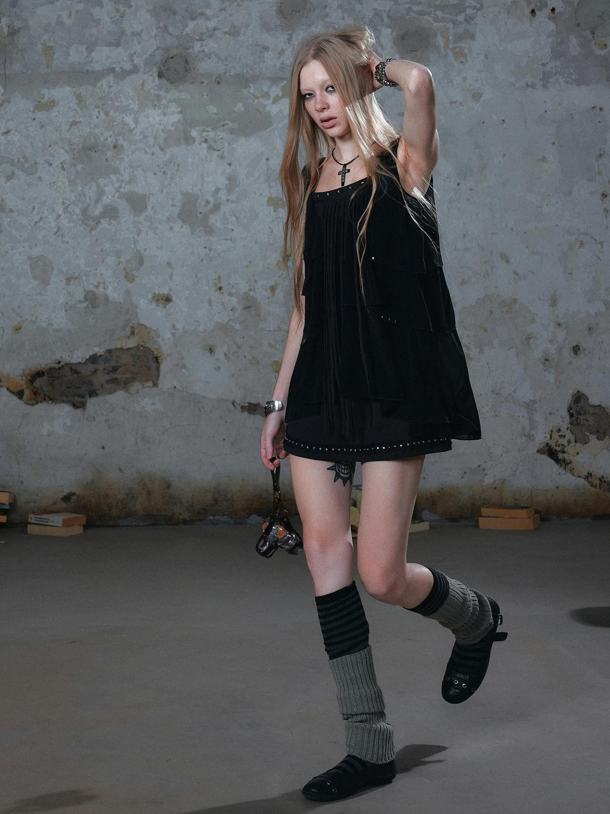 Cest Nous Punk Romantic Ruffle Stud Tassel Patchwork Women&