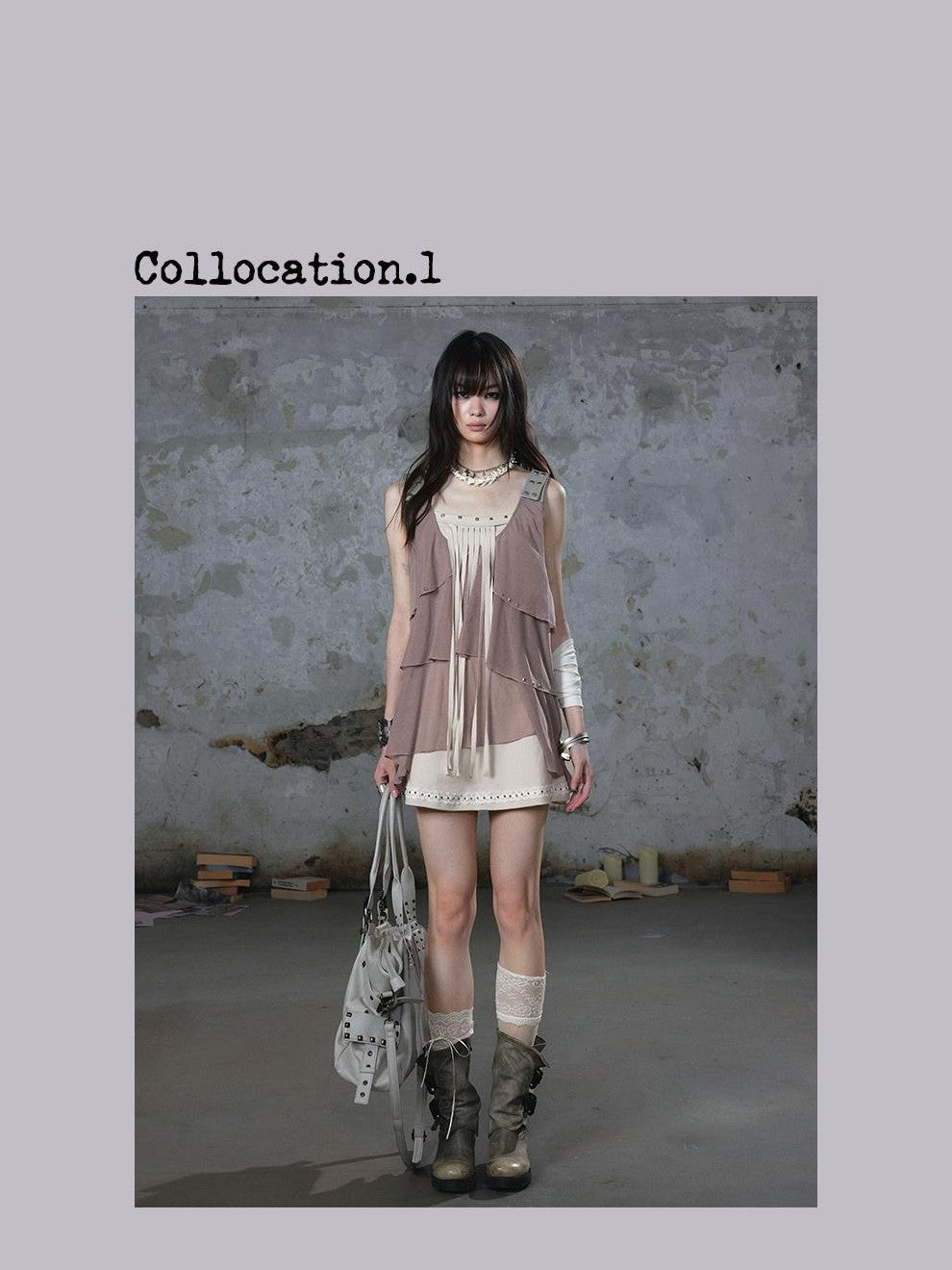 Cest Nous Punk Romantic Ruffle Stud Tassel Patchwork Women&