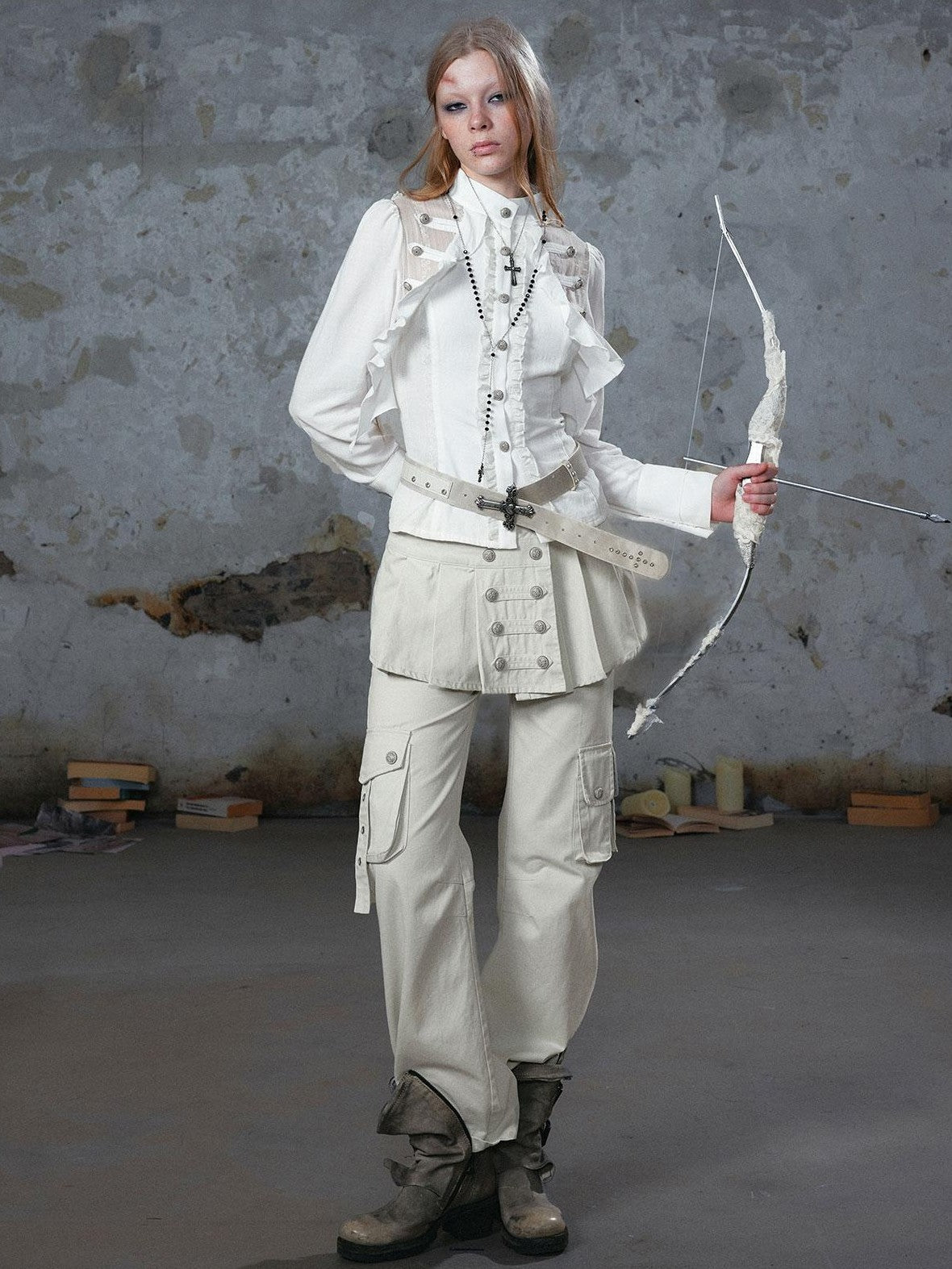 Cest Nous Romantic Lace Ruffle Waist Spliced Open Cardigan Women&