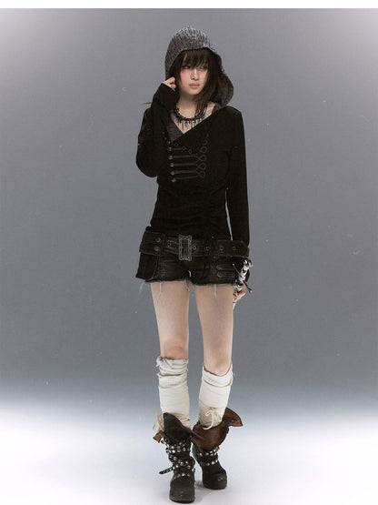 Cest Nous Rope Knot Buckle Lettered Hooded Contrast Women&