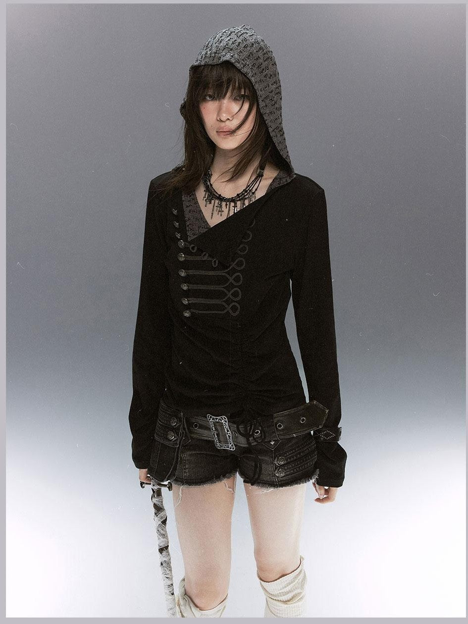 Cest Nous Rope Knot Buckle Lettered Hooded Contrast Women&