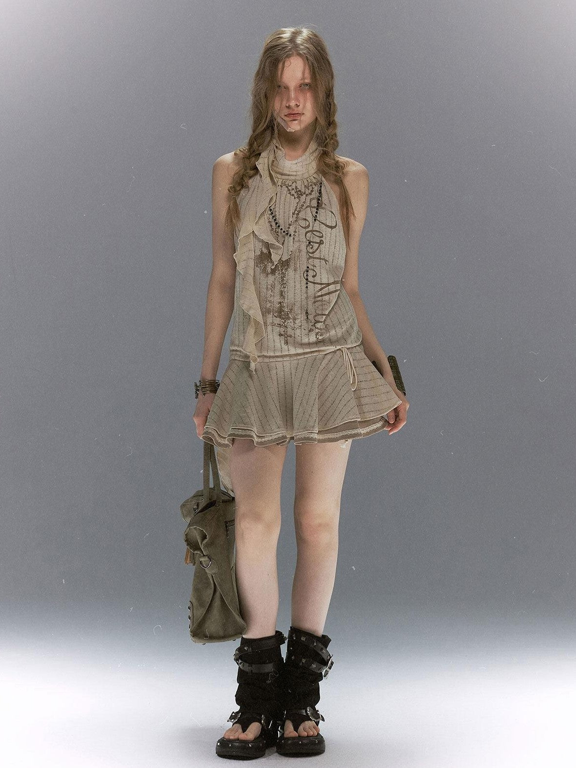 Cest Nous Ruffle Lace Chain Print Women&