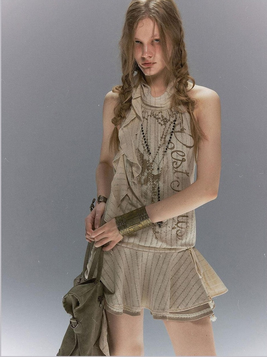 Cest Nous Ruffle Lace Chain Print Women&