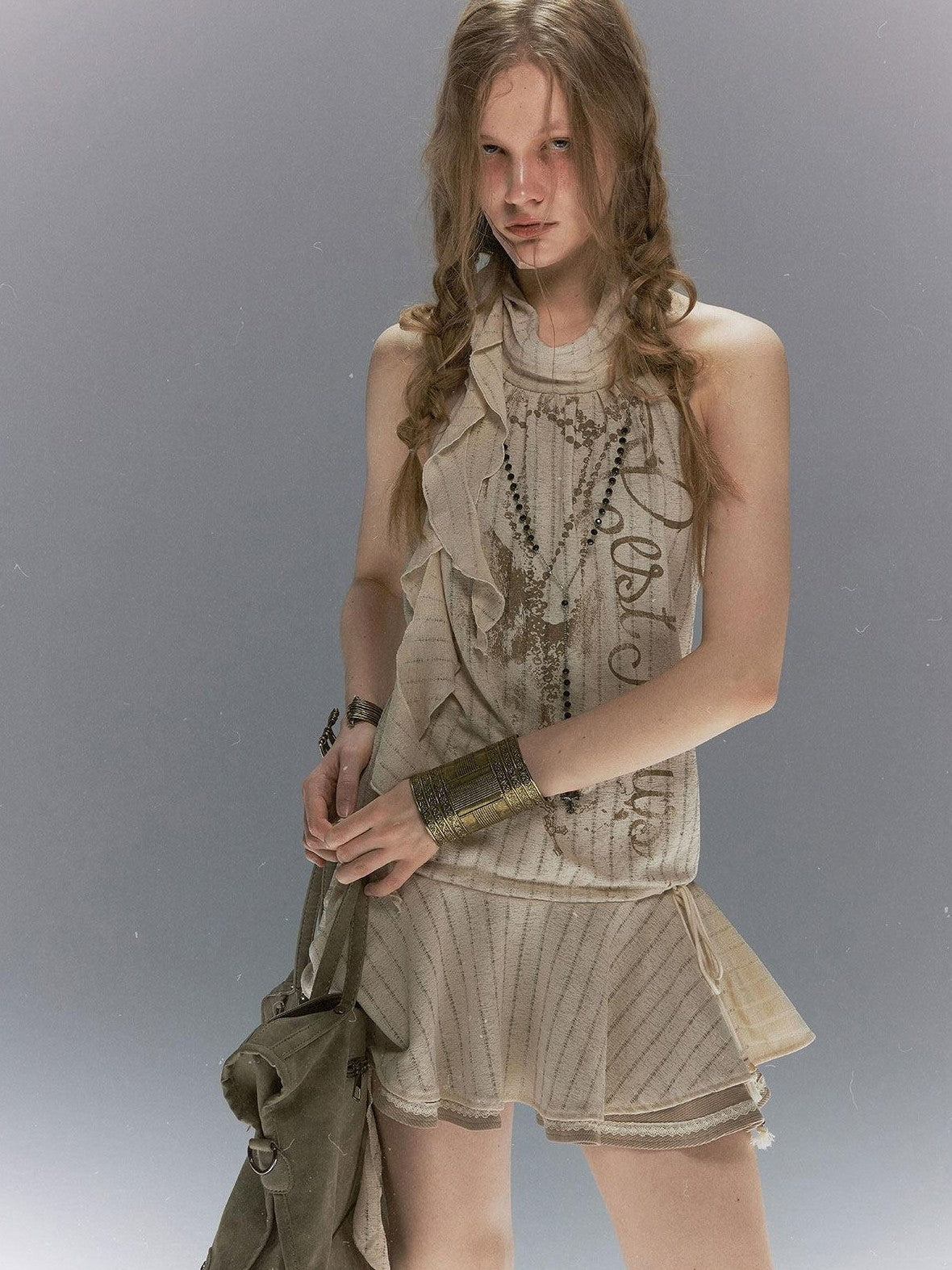 Cest Nous Ruffle Lace Chain Print Women&