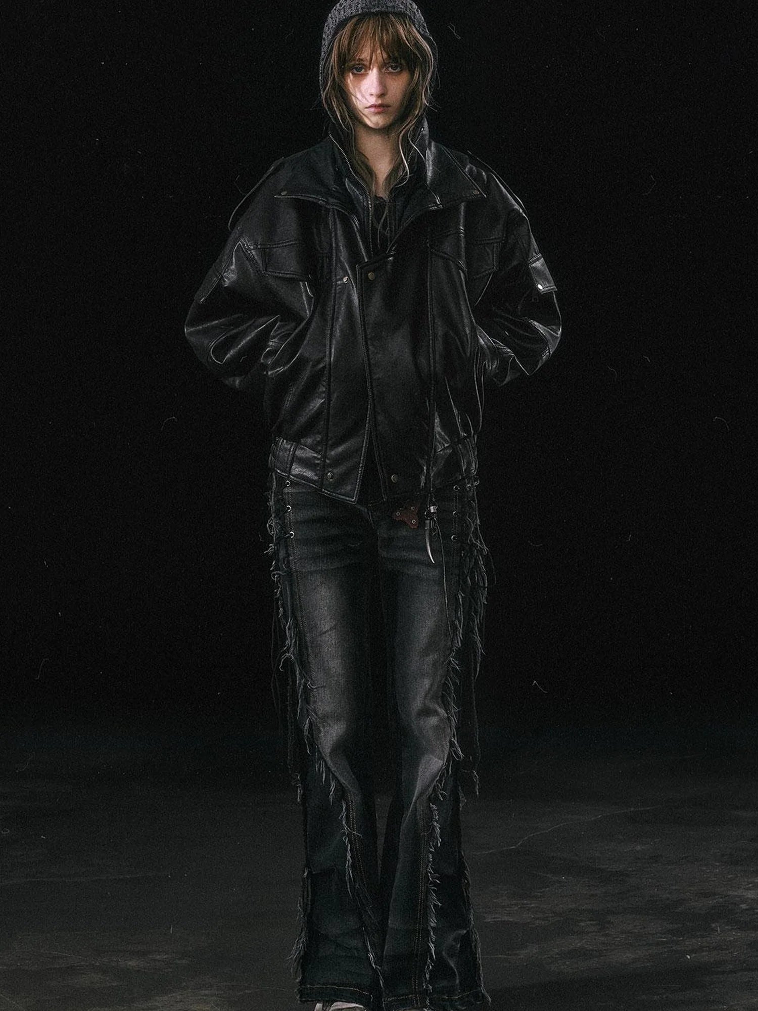 Runaway Flight Leather Jacket with Detachable Fur Collar