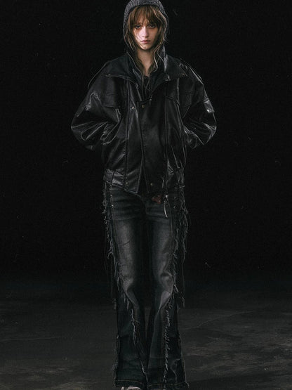 Runaway Flight Leather Jacket with Detachable Fur Collar