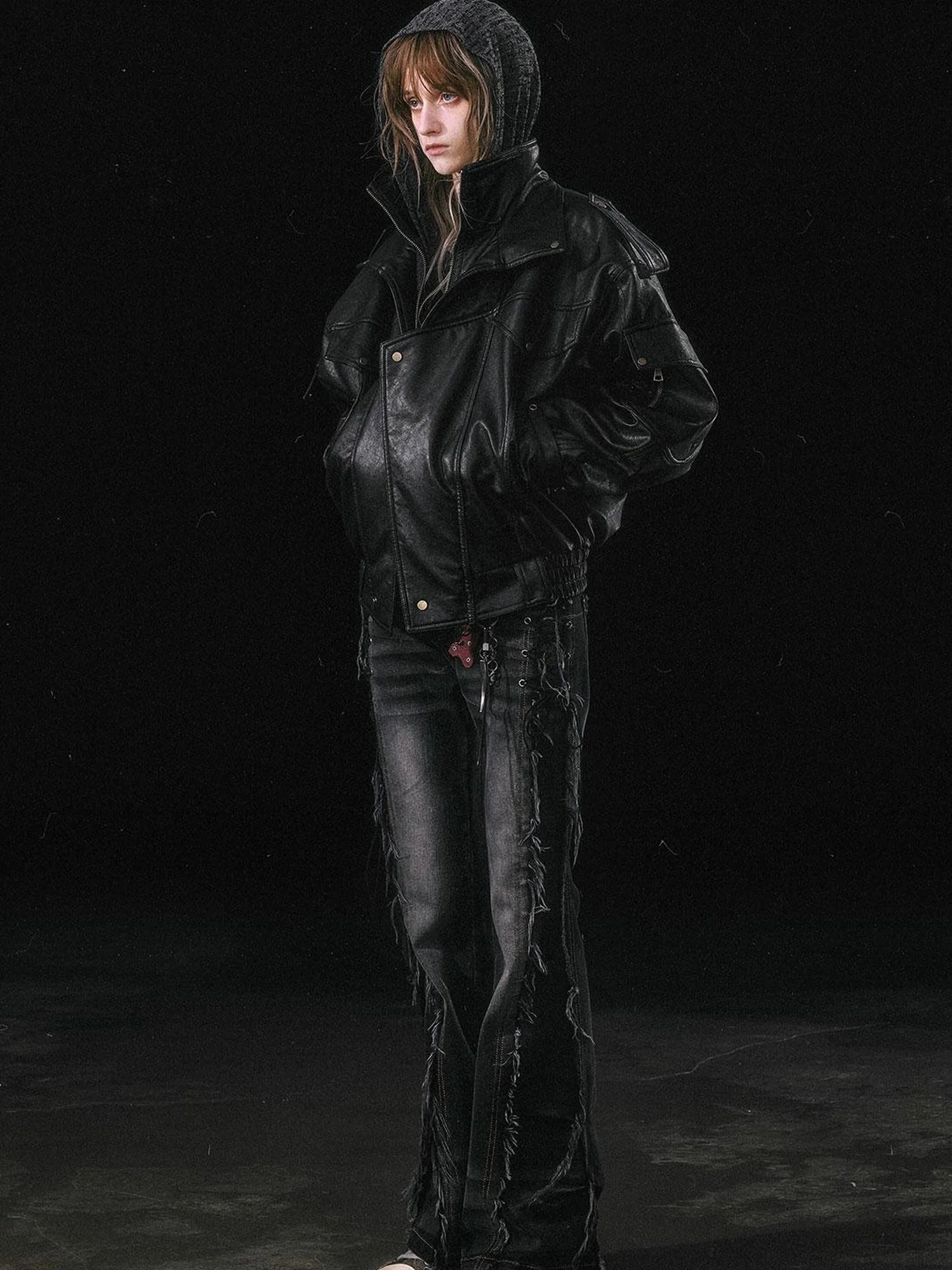 Runaway Flight Leather Jacket with Detachable Fur Collar