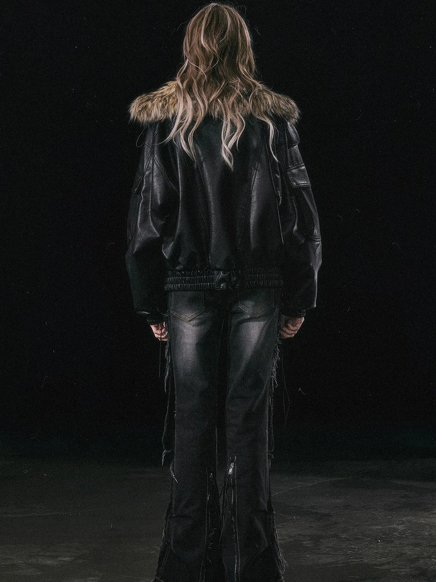 Runaway Flight Leather Jacket with Detachable Fur Collar