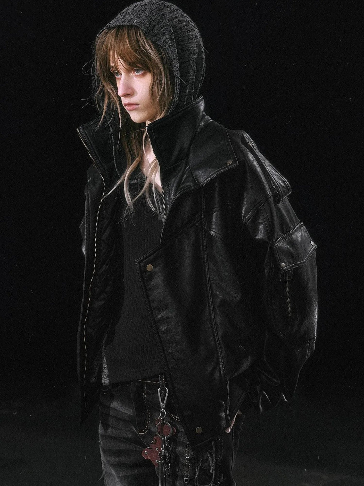 Runaway Flight Leather Jacket with Detachable Fur Collar