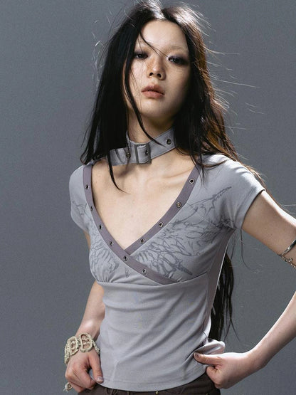 Sea Witch Butterfly Poetry Tee V-Neck T-Shirt Long-Sleeve