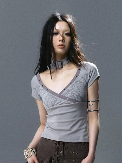 Sea Witch Butterfly Poetry Tee V-Neck T-Shirt Long-Sleeve