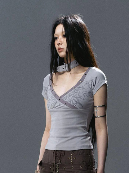 Sea Witch Butterfly Poetry Tee V-Neck T-Shirt Long-Sleeve