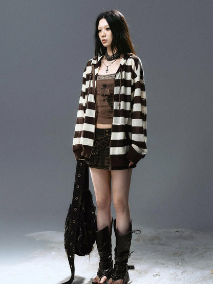 Sea Witch Poetry Belted Studded Camo Low Waist Mini Skirt