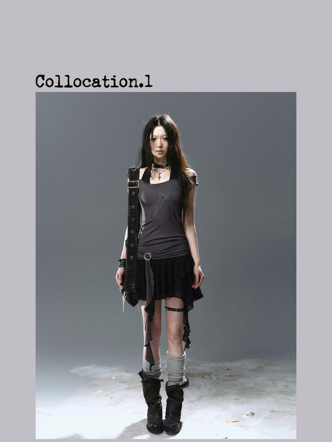 Update Cest Nous Sea Witch Poetry Cross Studded Slanted Hem Dress
