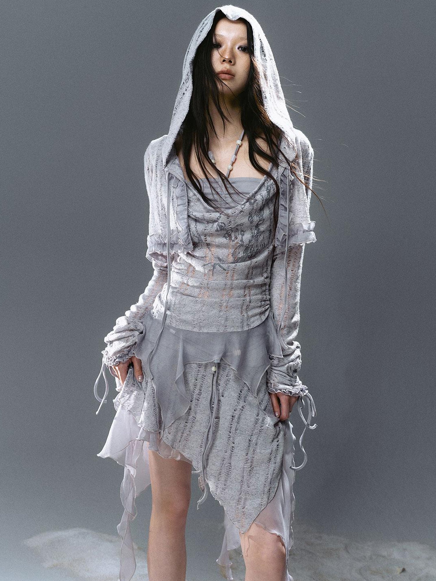 Update Cest Nous Sea Witch Poetry Stripe Lace-Up Ruffle Hoodie Top