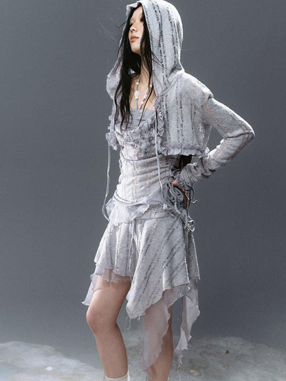 Update Cest Nous Sea Witch Poetry Stripe Lace-Up Ruffle Hoodie Top