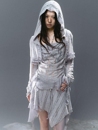 Update Cest Nous Sea Witch Poetry Stripe Lace-Up Ruffle Hoodie Top