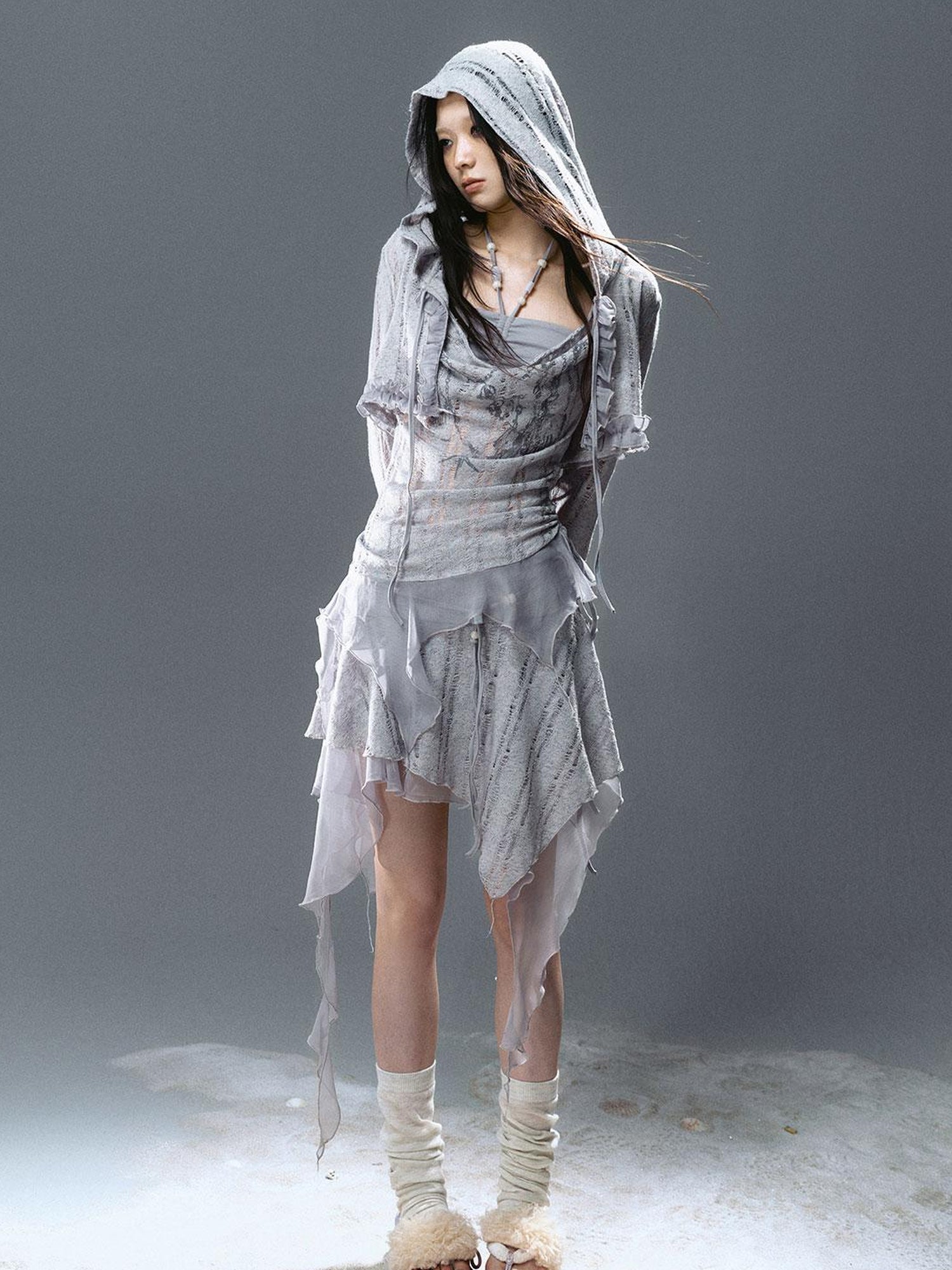 Update Cest Nous Sea Witch Poetry Stripe Lace-Up Ruffle Hoodie Top
