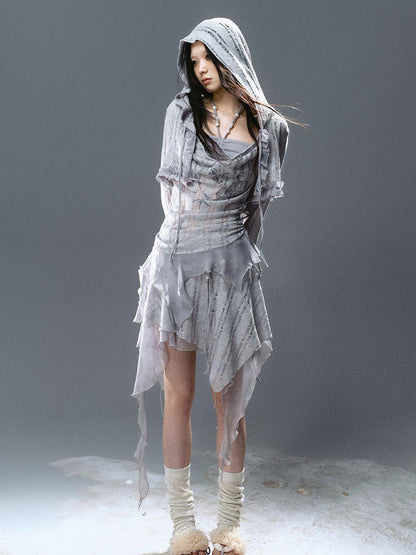 Update Cest Nous Sea Witch Poetry Stripe Lace-Up Ruffle Hoodie Top