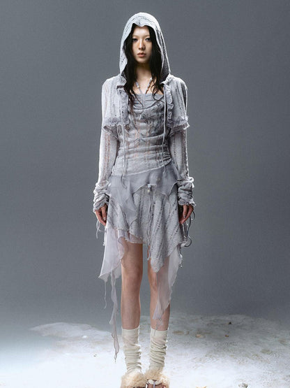 Update Cest Nous Sea Witch Poetry Stripe Lace-Up Ruffle Hoodie Top