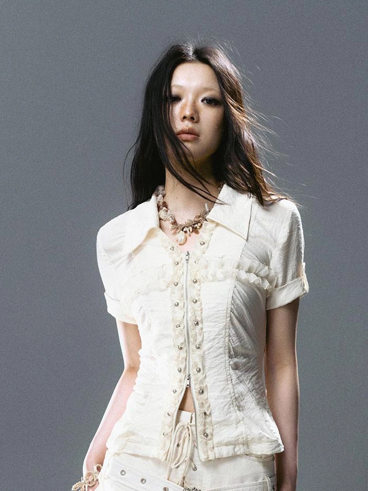 Sea Witch Poetry Vintage Gothic Ruffles V-neck T-shirt Long-Sleeve