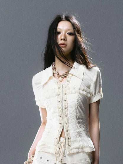 Sea Witch Poetry Vintage Gothic Ruffles V-neck T-shirt Long-Sleeve