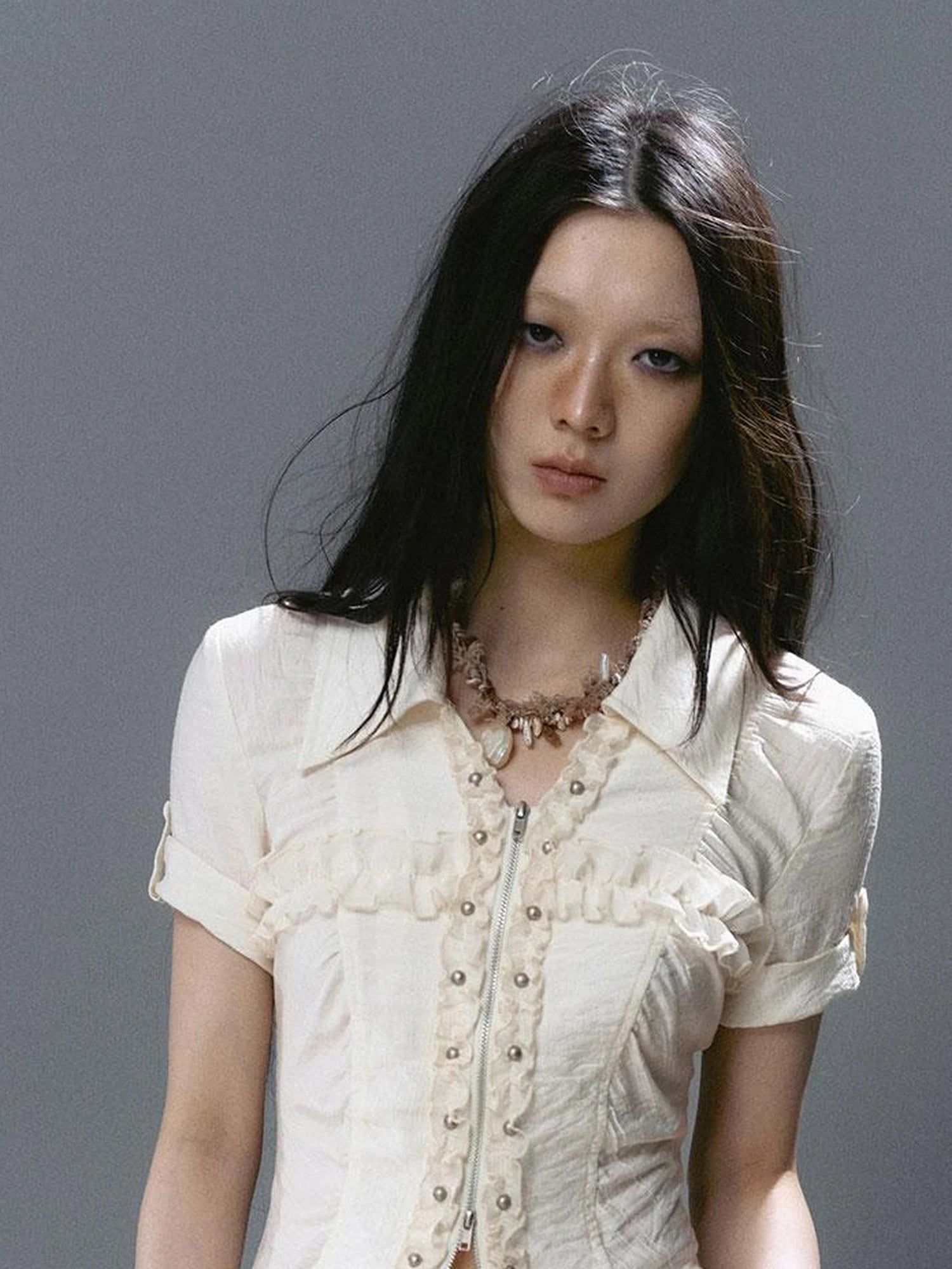 Sea Witch Poetry Vintage Gothic Ruffles V-neck T-shirt Long-Sleeve