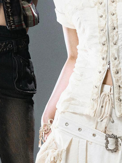 Sea Witch Poetry Vintage Gothic Ruffles V-neck T-shirt Long-Sleeve