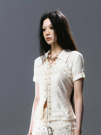 Sea Witch Poetry Vintage Gothic Ruffles V-neck T-shirt Long-Sleeve