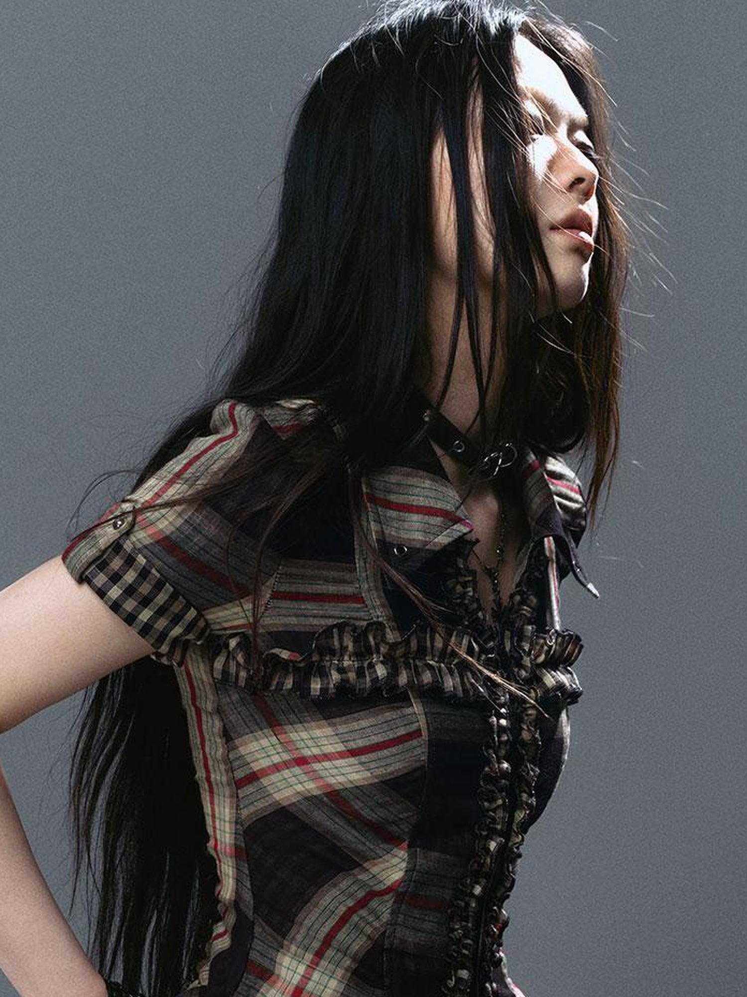 Update Cest Nous Sea Witch Punk Distressed Leather Checkered Asymmetrical Skirt