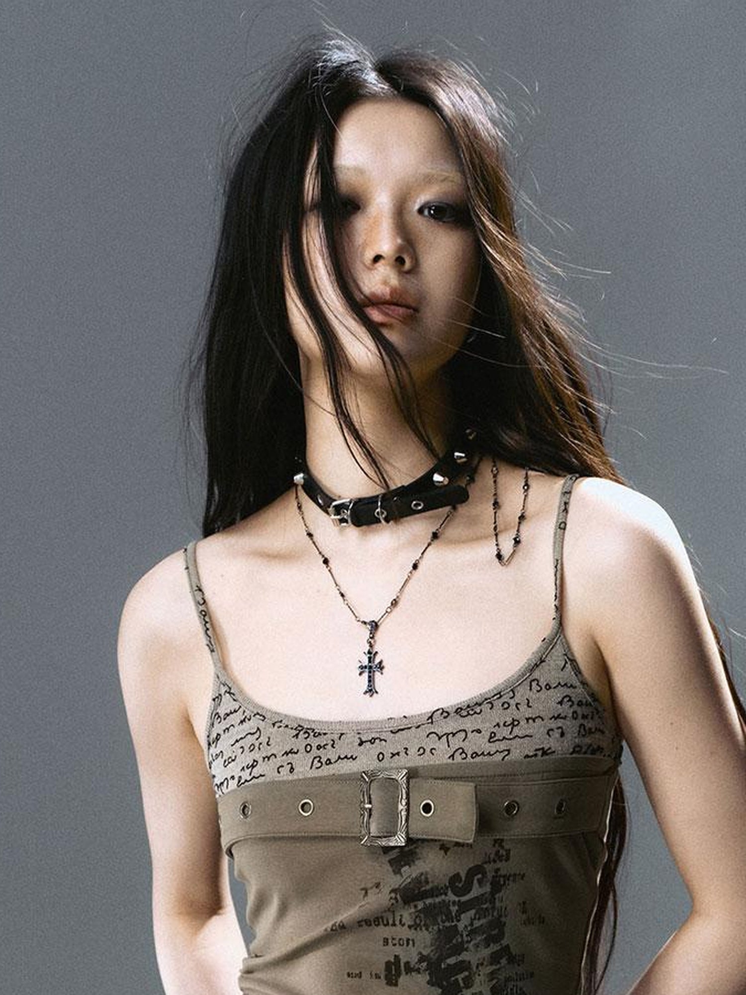 Update Cest Nous Sea Witch Punk Distressed Leather Checkered Asymmetrical Skirt