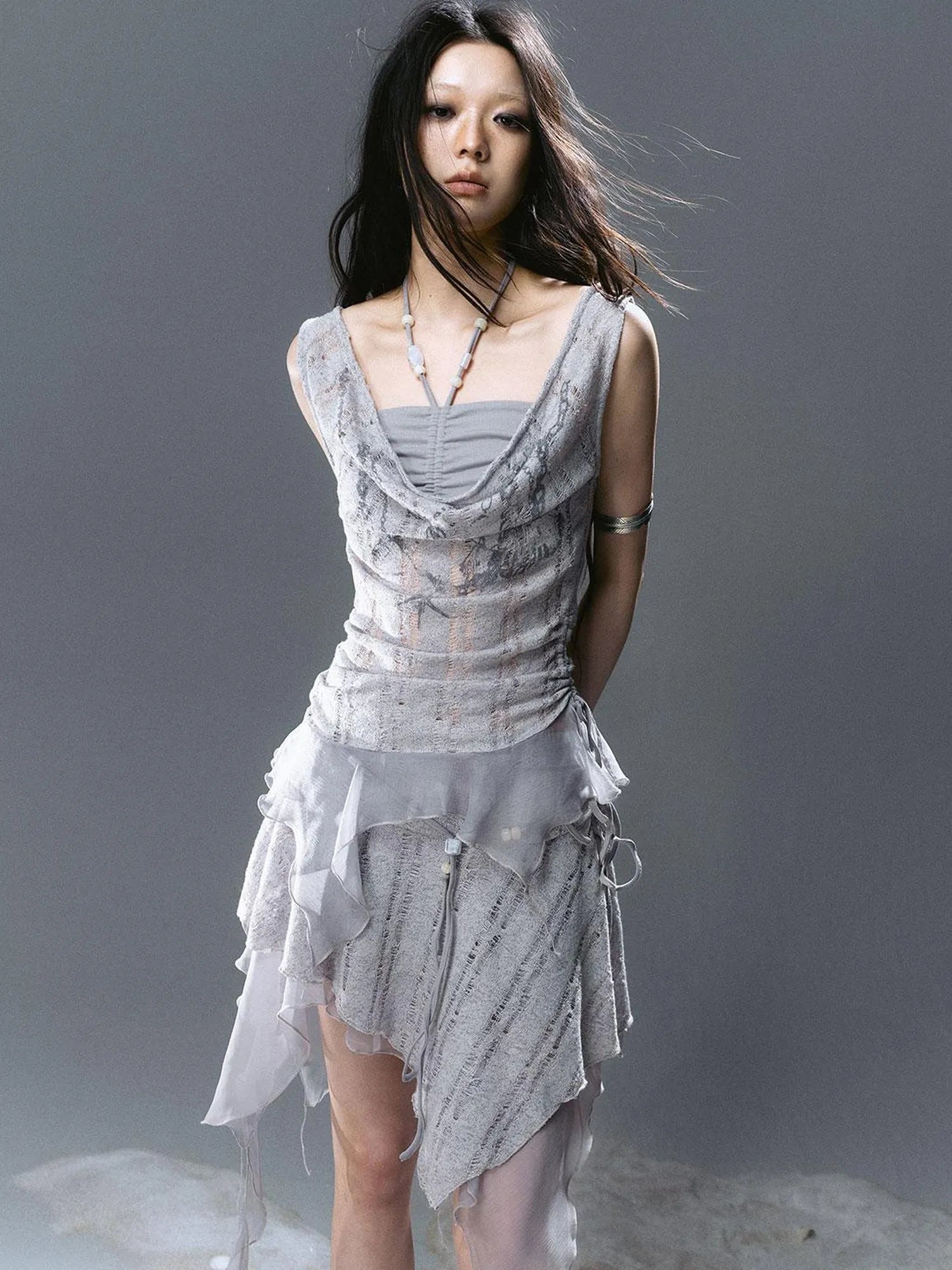 Seafoam Lace Shell Beaded Swing Top