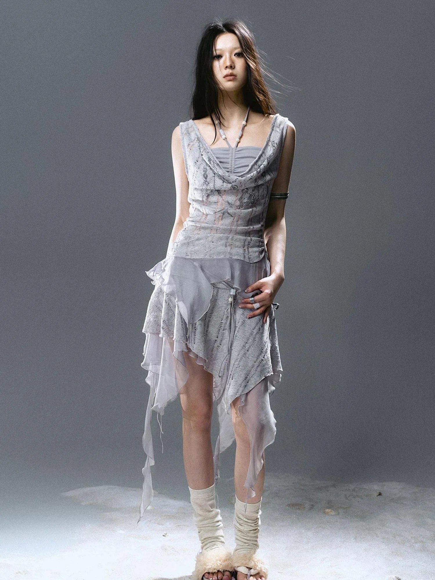 Seafoam Lace Shell Beaded Swing Top