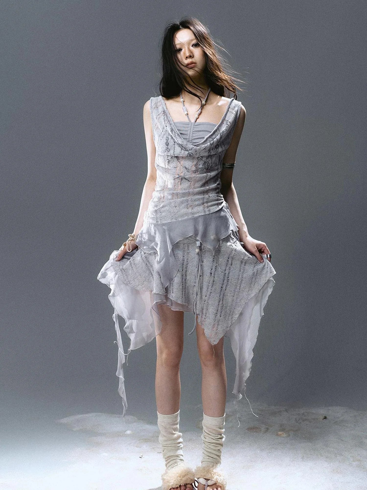 Seafoam Lace Shell Beaded Swing Top