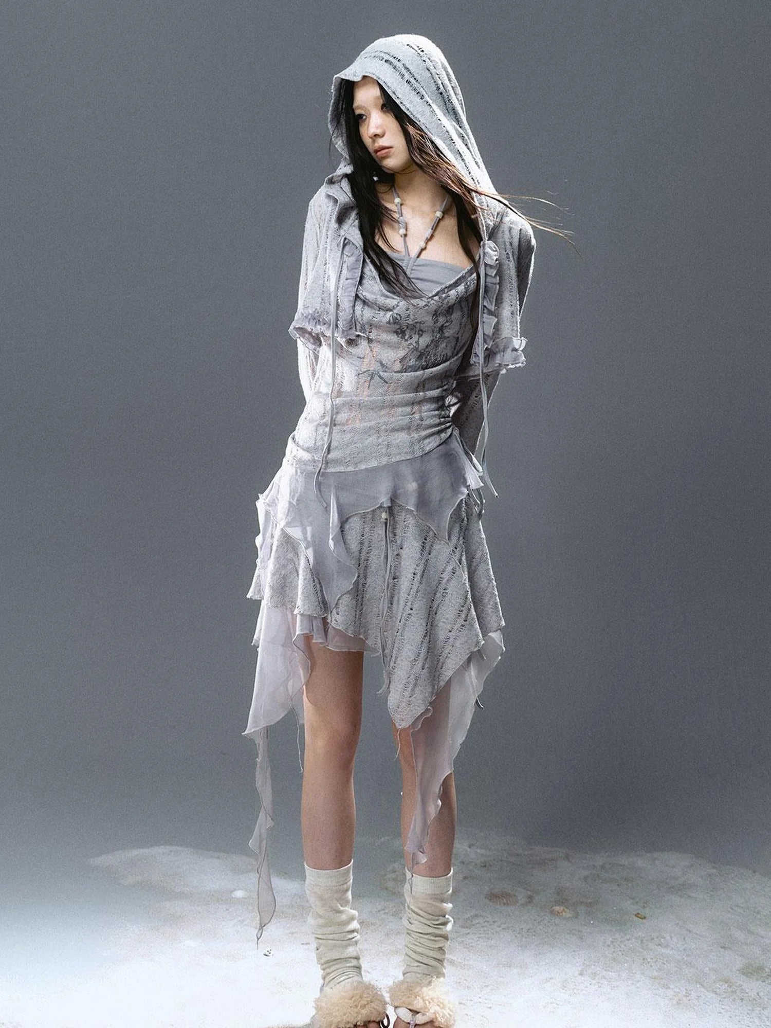 Seafoam Lace Shell Beaded Swing Top