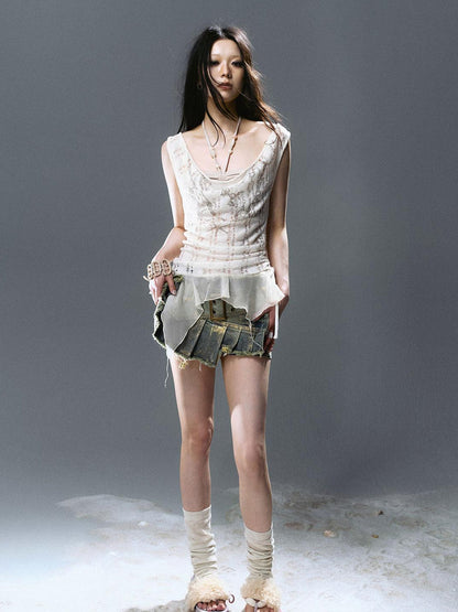 Update Cest Nous Seafoam Lace Shell Beaded Swing Top