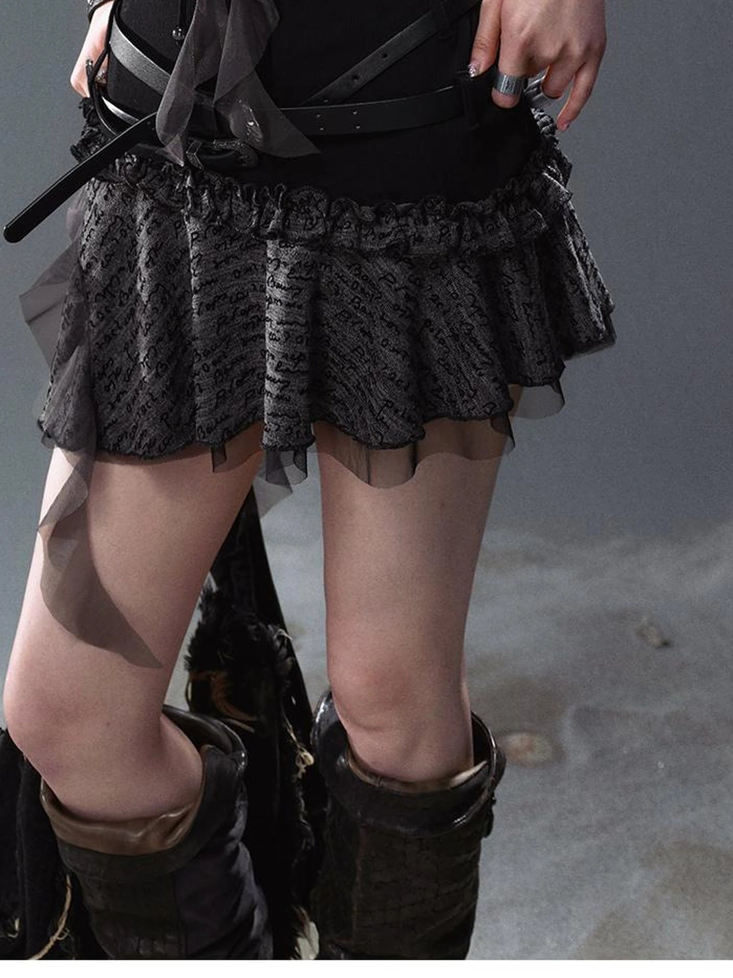 Seafoam Lace Up Ruffle Hem Slip Dress V Neck