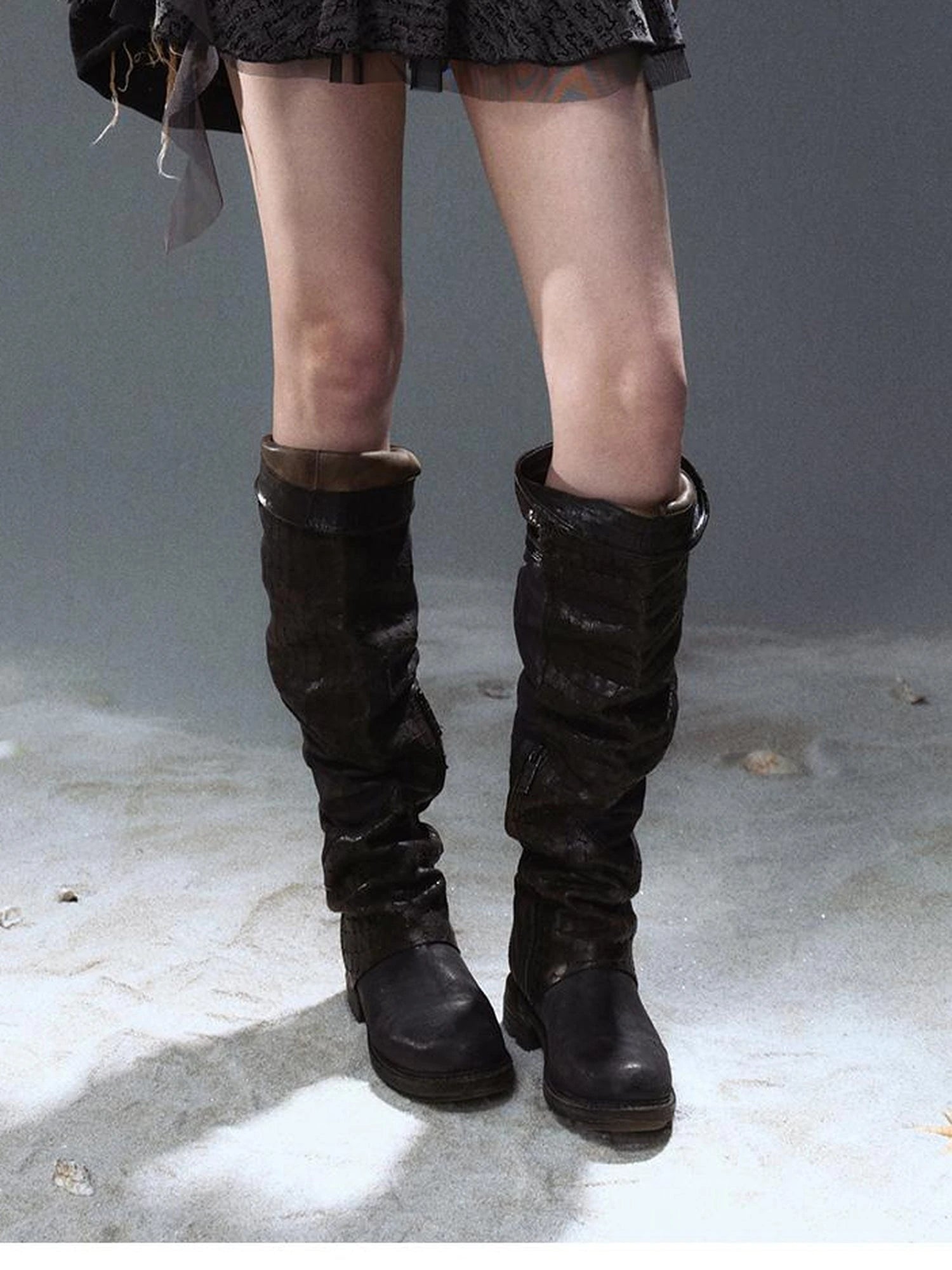 Seafoam Lace Up Ruffle Hem Slip Dress V Neck