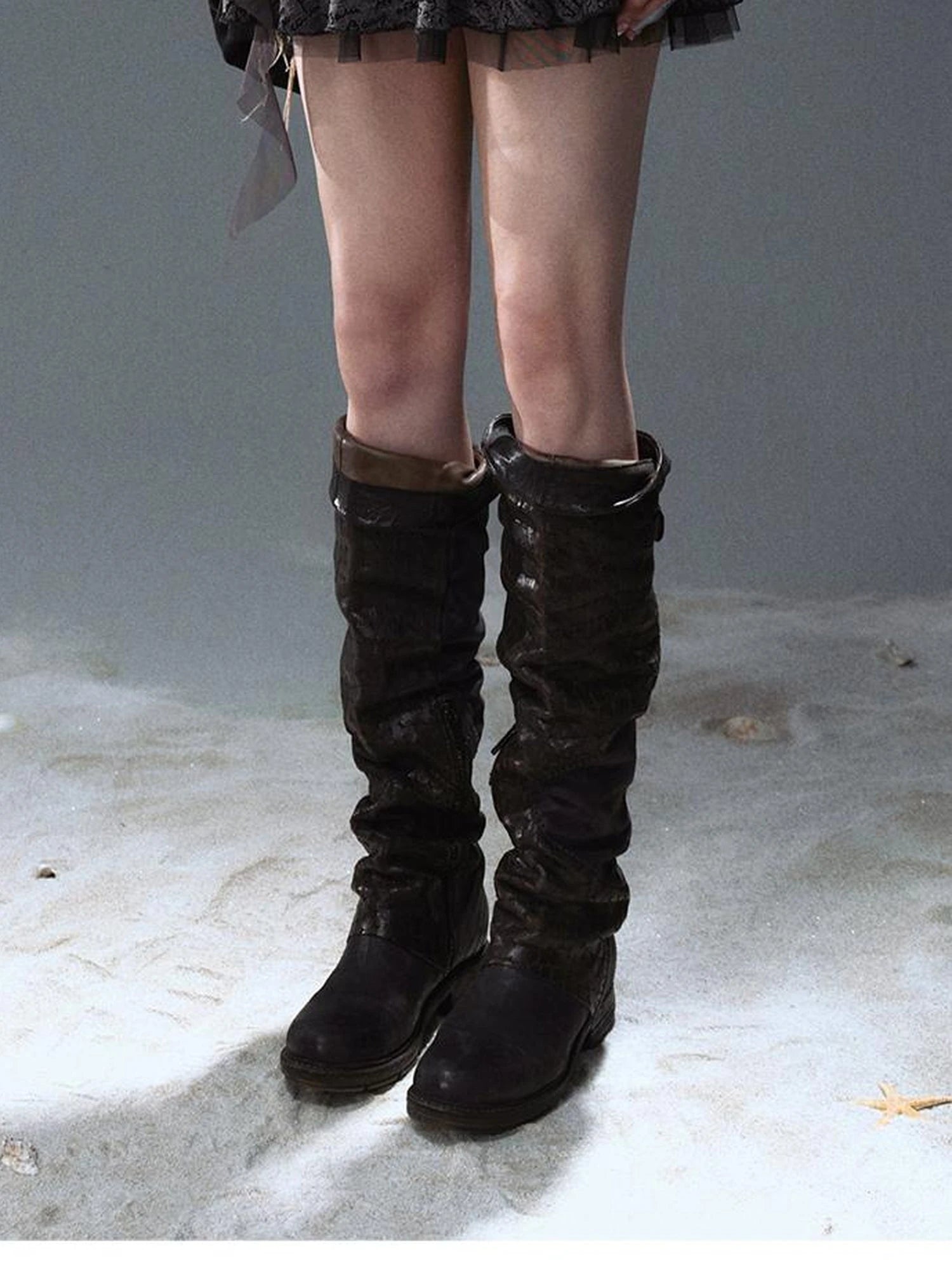 Seafoam Lace Up Ruffle Hem Slip Dress V Neck