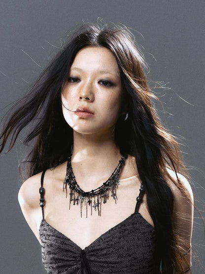 Seafoam Lace Up Ruffle Hem Slip Dress V Neck